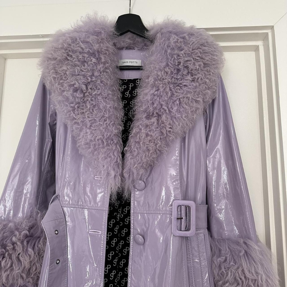 Saks Potts Lavender Shearling Foxy Coat - Picture 4 of 8
